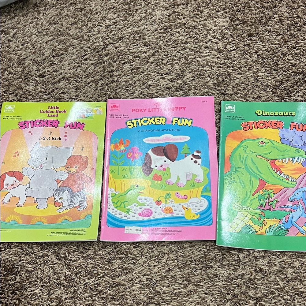 3 never used Vintage Golden sticker fun books